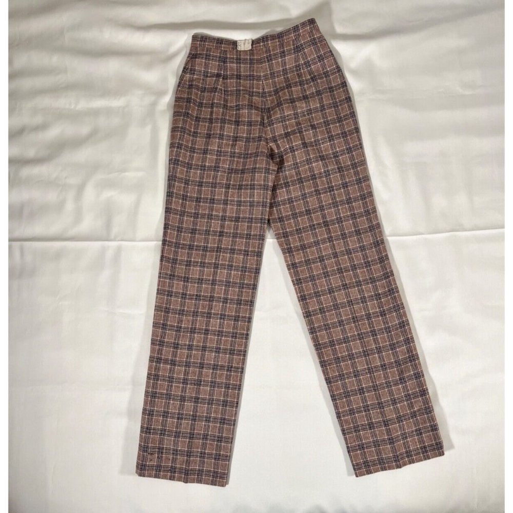 PENDLETON Vintage Plaid Trousers Pants Wool Deadstock NWT 80s Brown Tan 11 / 12 - Picture 7 of 11